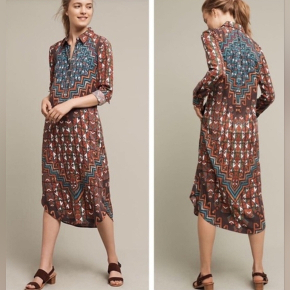 Mara Hoffman Bolnisi Rug Long Sleeve Shirt Dress, VGUC, Size S - Picture 1 of 8
